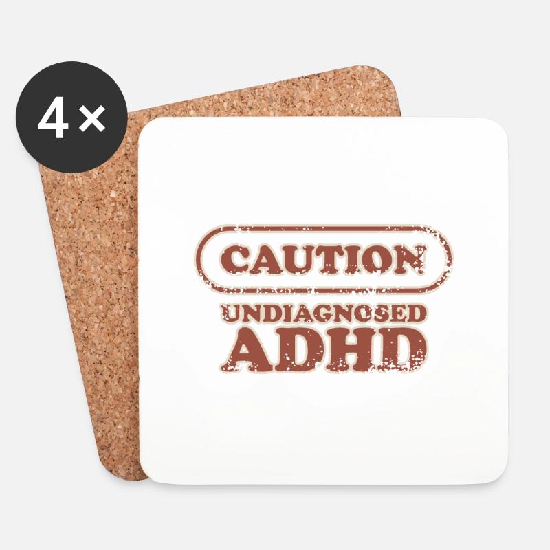 Caution, ADHD - Coasters (set of 4) - white