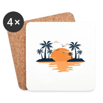 Été vacances océan plage - Dessous de verre (lot de 4) - blanc - Devant