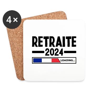 Retraite 2024 Loading Idée Cadeau Retrait Français - Dessous de verre (lot de 4) - blanc - Devant