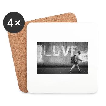 Schoolboy with backpack - Coasters (set of 4) - white - Front