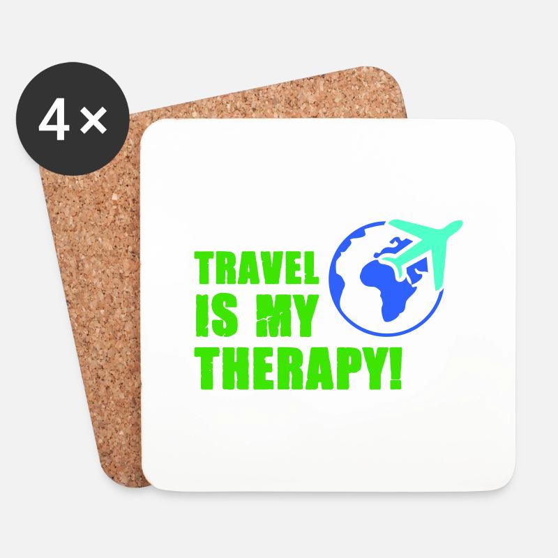 travel is my therapy - Untersetzer (4er-Set) - Weiß