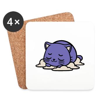 bébé chat qui dort - Dessous de verre (lot de 4) - blanc - Devant