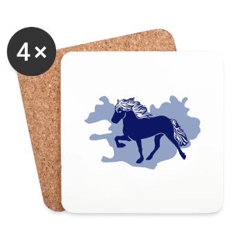 Island Pferd Reiter Reiten T shirt Grafik - Untersetzer (4er-Set) - Weiß - Vorne