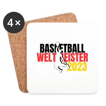 Basketball WM 2023 Fan-Shirt Weltmeister - Untersetzer (4er-Set) - Weiß - Vorne