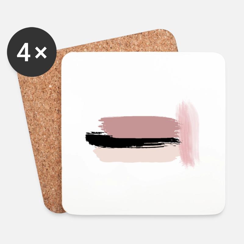 kreativer Pinselstrich - Untersetzer (4er-Set) - Weiß