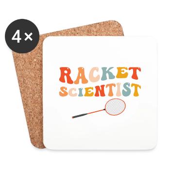 Funny Badminton Scientific Racket Player - Coasters (set of 4) - white - Front