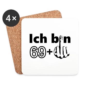 70. Geburtstag Ich bin 69 + - Untersetzer (4er-Set) - Weiß - Vorne