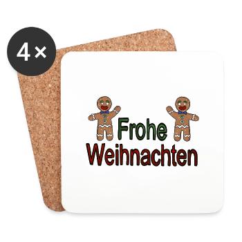 Frohe Weihnachten Lebkuchen - Untersetzer (4er-Set) - Weiß - Vorne