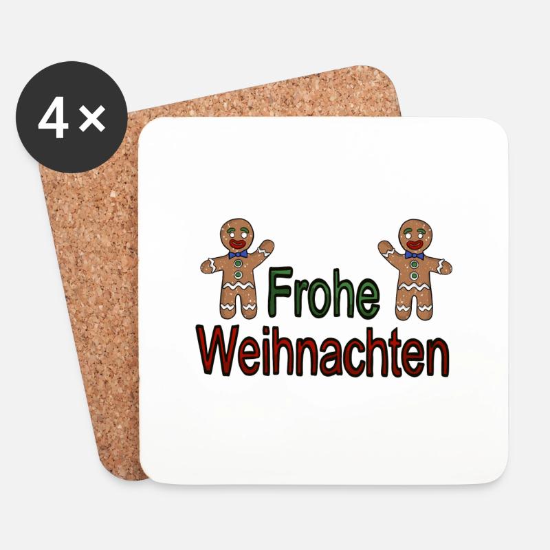 Frohe Weihnachten Lebkuchen - Untersetzer (4er-Set) - Weiß