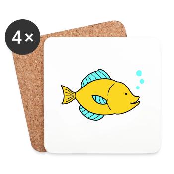 Bande dessinée de poisson - Dessous de verre (lot de 4) - blanc - Devant