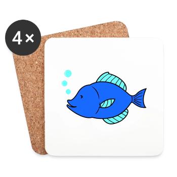 Bande dessinée de poisson - Dessous de verre (lot de 4) - blanc - Devant