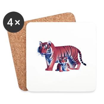 Two tigers, one heart (Dreamy Animals Collection) - Coasters (set of 4) - white - Front