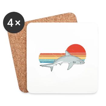 Plongée avec les requins bouledogues - Dessous de verre (lot de 4) - blanc - Devant