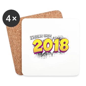 5e anniversaire rétro dans le style de bande dessinée Pop Art - Dessous de verre (lot de 4) - blanc - Devant