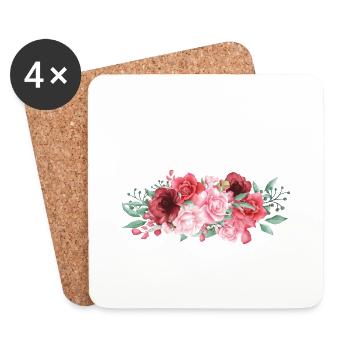 Maman d’amour fleurs - idée cadeau maman - Dessous de verre (lot de 4) - blanc - Devant
