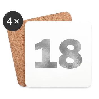 Anniversaire 18 ans - Dessous de verre (lot de 4) - blanc - Devant