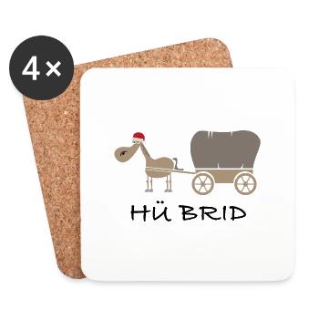 Hü Brid | lustige Bilder, Hybrid, Elektroauto, Fun - Untersetzer (4er-Set) - Weiß - Vorne