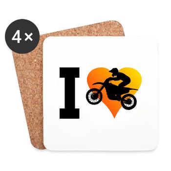 Motocross Dirt Biker Dirt Bike Supermoto pour hommes - Dessous de verre (lot de 4) - blanc - Devant