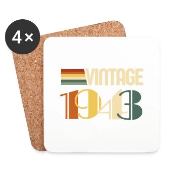 Vintage 1943 - 1943 Birthday Gift - Coasters (set of 4) - white - Front