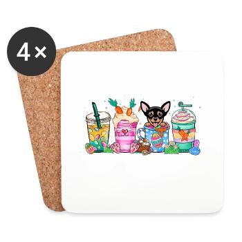 Hund Kaffee Ostern Chihuahua 4500x5400Chihauhau Hund - Untersetzer (4er-Set) - Weiß - Vorne