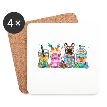 Dog coffee easter frenchbulldog 4500x5400French Bu - Coasters (set of 4) - white - Front