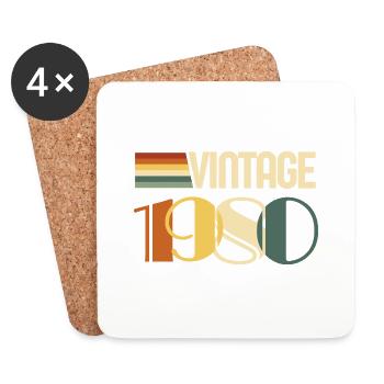 Vintage, 1980er Jahre, Geburtstagsgeschenk, 1980er Jahre - Untersetzer (4er-Set) - Weiß - Vorne