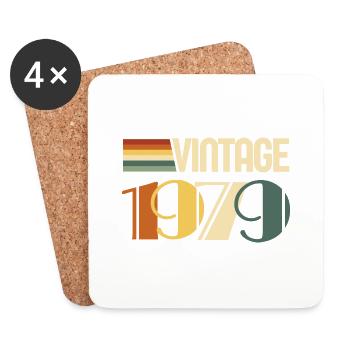 Jahrgang 1979 - 1979 Jubiläumsgeschenk - Untersetzer (4er-Set) - Weiß - Vorne