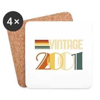 Jahrgang 2001 - 2001 Jubiläumsgeschenk - Untersetzer (4er-Set) - Weiß - Vorne