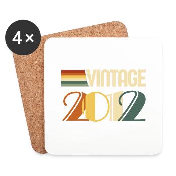 Jahrgang 2012 - 2012 Jubiläumsgeschenk - Untersetzer (4er-Set) - Weiß - Vorne