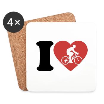 I Love Bicycle - Heart - Hobby - Coasters (set of 4) - white - Front