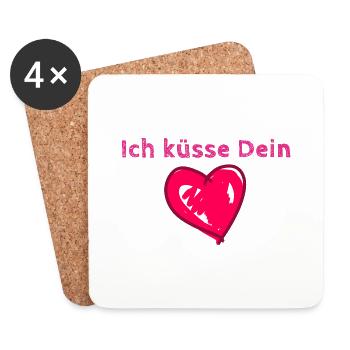 Herz, küsse, ich küsse dein Herz, valentinstag - Untersetzer (4er-Set) - Weiß - Vorne