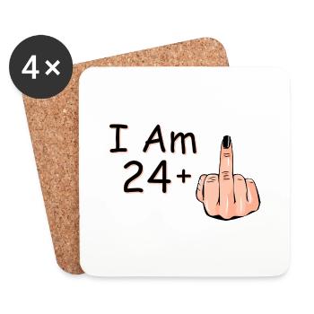 I Am 24 + 1 Middle Finger Shirt I Am 24 Plus, - Coasters (set of 4) - white - Front