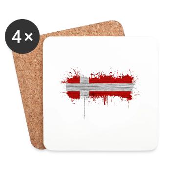 Danemark Europe Drapeau danois symboles nationaux norden - Dessous de verre (lot de 4) - blanc - Devant