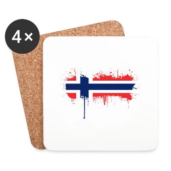 Norvège Norvège Drapeau Scandinavie Norden Tor Viking - Dessous de verre (lot de 4) - blanc - Devant