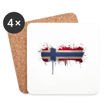 Norvège Norvège Drapeau Scandinavie Norden Tor Viking - Dessous de verre (lot de 4) - blanc - Devant