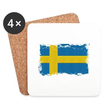 Suède Suède Scandinavie Nordique Viking Europe - Dessous de verre (lot de 4) - blanc - Devant