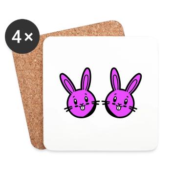 Lapin de Pâques Pâques - Dessous de verre (lot de 4) - blanc - Devant
