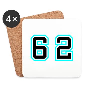 62 Symbole numérique - Dessous de verre (lot de 4) - blanc - Devant