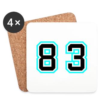 83 Symbole numérique - Dessous de verre (lot de 4) - blanc - Devant