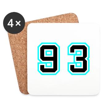 93 Symbole numérique - Dessous de verre (lot de 4) - blanc - Devant