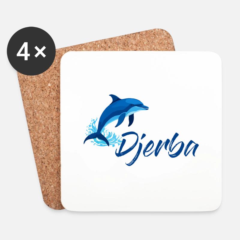 Urlaub auf Djerba mit Delfin Design - Untersetzer (4er-Set) - Weiß