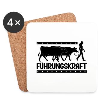 Führungskraft Kühe Landwirtin Bäuerin Geschenkidee - Untersetzer (4er-Set) - Weiß - Vorne