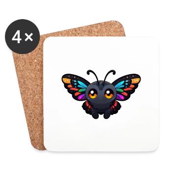 lustiger Schmetterling - Untersetzer (4er-Set) - Weiß - Vorne