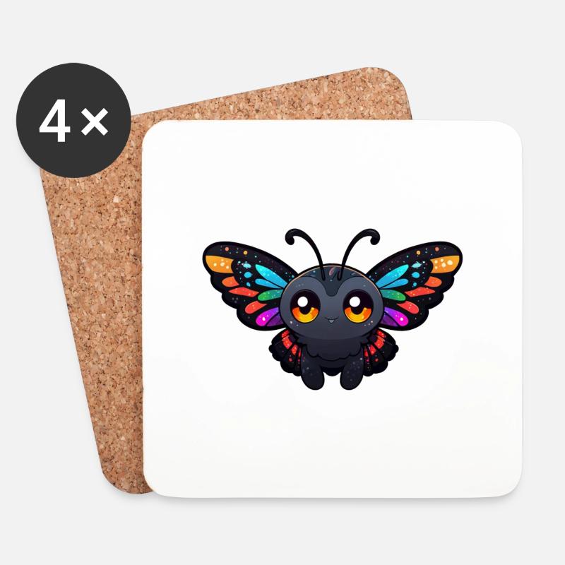 lustiger Schmetterling - Untersetzer (4er-Set) - Weiß