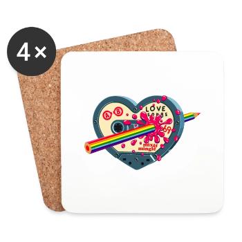 Pride Month LGBTQAI Vintage Kassette Regenbogen - Untersetzer (4er-Set) - Weiß - Vorne