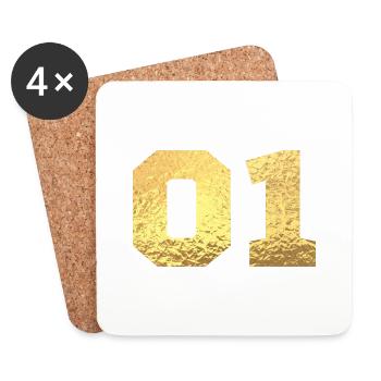 Number 1 Gold Glitter -1st Anniversary - Coasters (set of 4) - white - Front