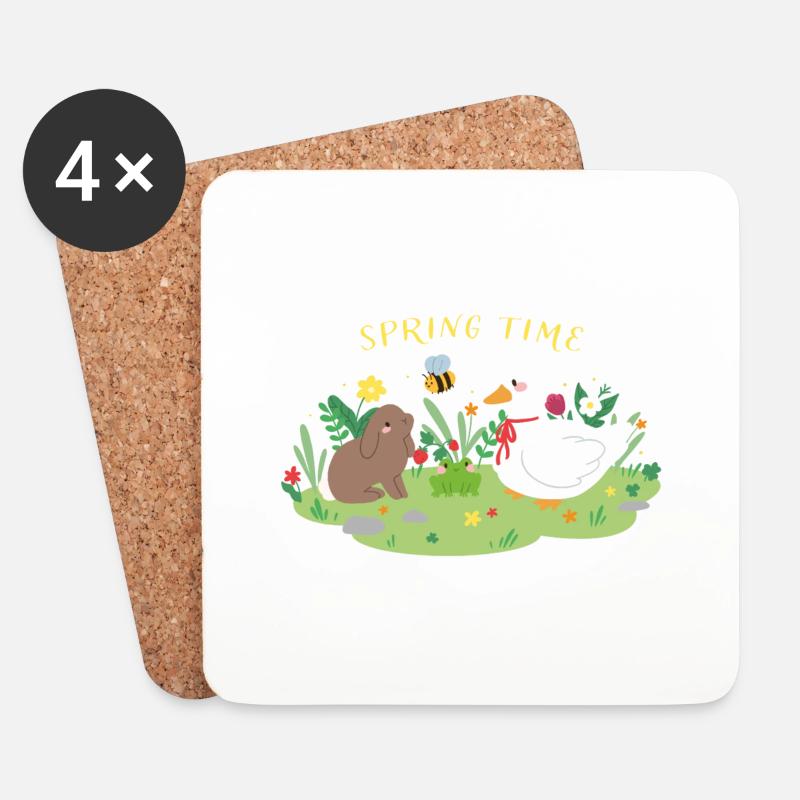 Frühlingszeit - Untersetzer (4er-Set) - Weiß