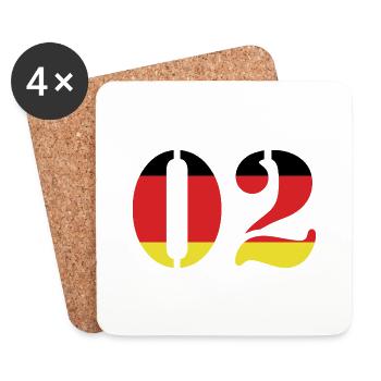 2 Zahl Trikot Deutschland - Untersetzer (4er-Set) - Weiß - Vorne