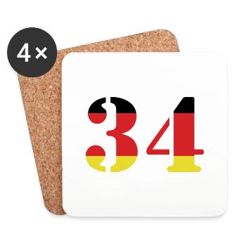 34 Numéro Jersey Allemagne - Dessous de verre (lot de 4) - blanc - Devant