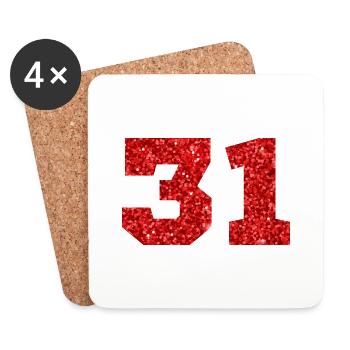 Nummer 31 Roter Glitzer - 31. Jahrestag - Untersetzer (4er-Set) - Weiß - Vorne